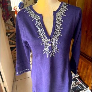 NWT Avon Purple Tunic & Silver Sequins on Neck M
